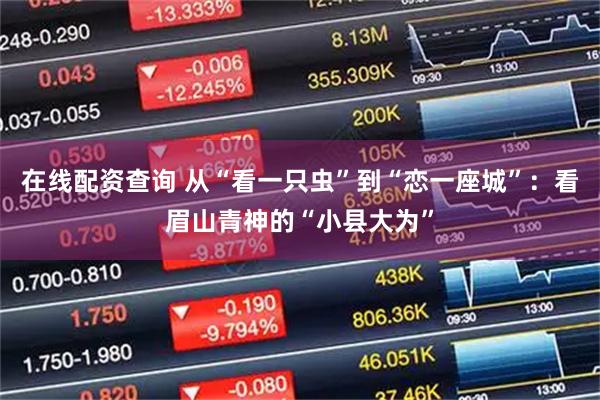 在线配资查询 从“看一只虫”到“恋一座城”：看眉山青神的“小县大为”